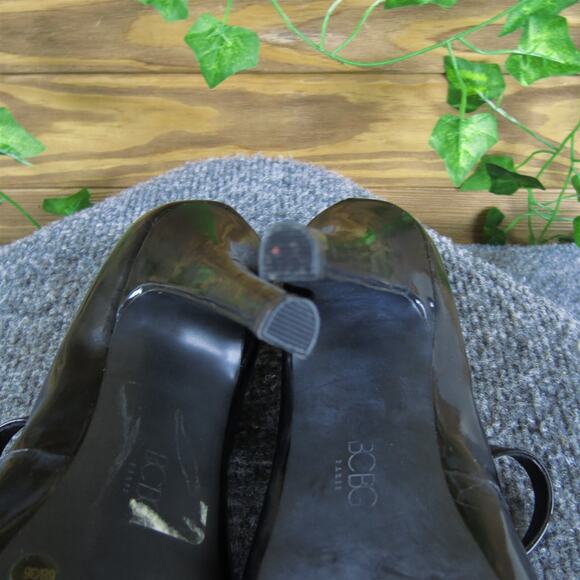 BCBG Women's Paris Fortunax Platform Peep Toe Black Synthetic Pump 6 Medium Used - Picture 6 of 6